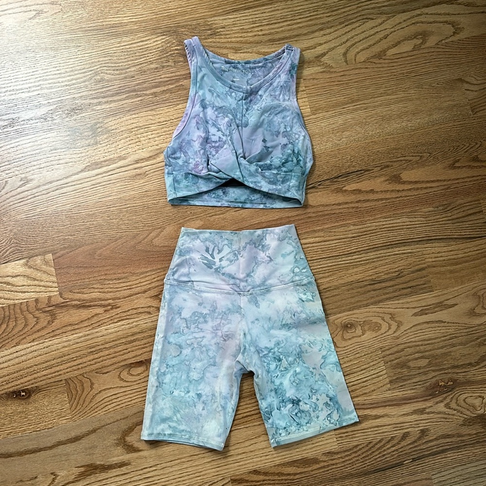 Electric & Rose biker shorts and matching crop top set